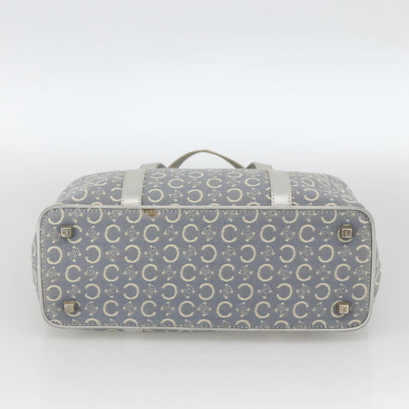 CELINE C Macadam Canvas Hand Bag Light Blue Silver Auth YKZ1602