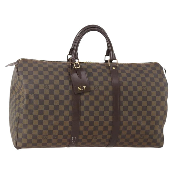 LOUIS VUITTON Damier Ebene Keepall 50 Boston Bag N41427 LV Auth YKZ1606A