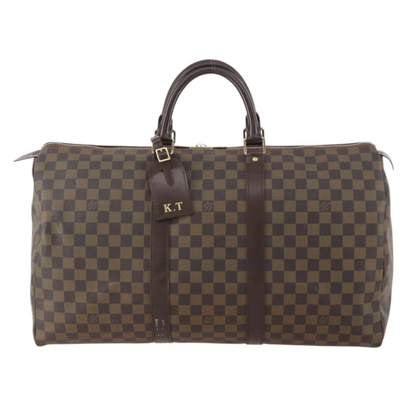 LOUIS VUITTON Damier Ebene Keepall 50 Boston Bag N41427 LV Auth YKZ1606A