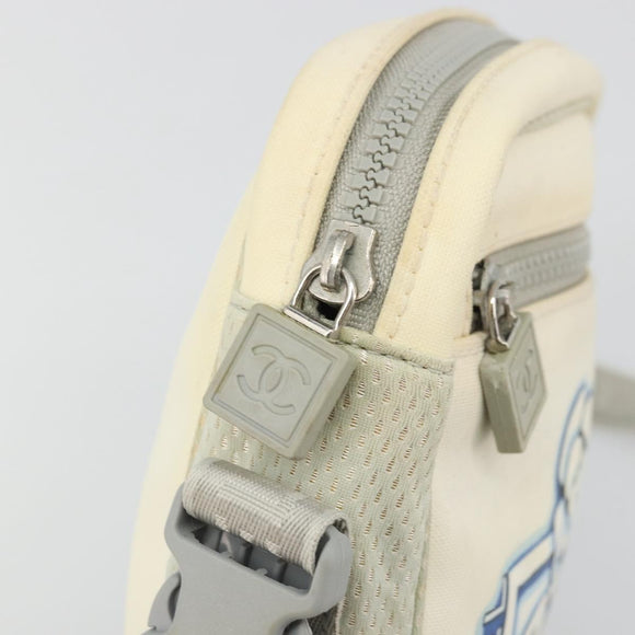 CHANEL Sports Line Camelia Shoulder Bag Nylon White CC Auth YKZ1607A