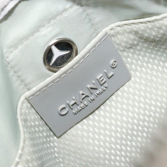 CHANEL Sports Line Camelia Shoulder Bag Nylon White CC Auth YKZ1607A