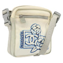 CHANEL Sports Line Camelia Shoulder Bag Nylon White CC Auth YKZ1607A-1