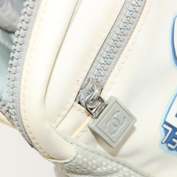 CHANEL Sports Line Camelia Shoulder Bag Nylon White CC Auth YKZ1607A
