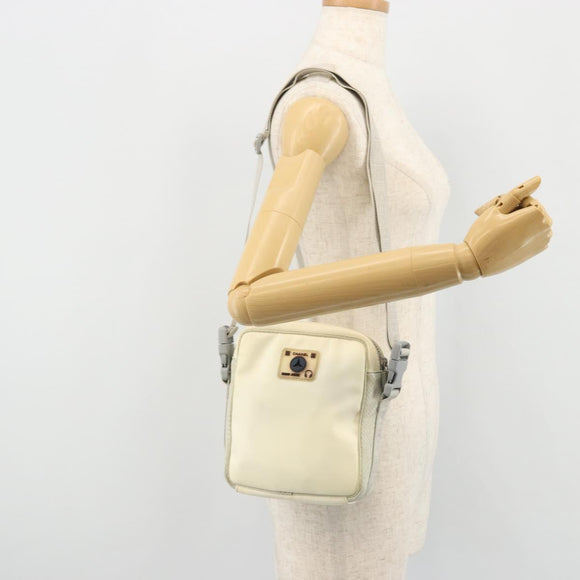 CHANEL Sports Line Camelia Shoulder Bag Nylon White CC Auth YKZ1607A