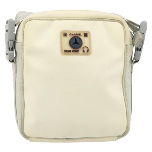 CHANEL Sports Line Camelia Shoulder Bag Nylon White CC Auth YKZ1607A