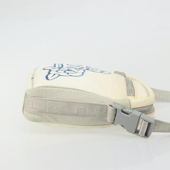 CHANEL Sports Line Camelia Shoulder Bag Nylon White CC Auth YKZ1607A