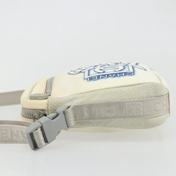 CHANEL Sports Line Camelia Shoulder Bag Nylon White CC Auth YKZ1607A