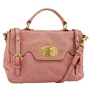 Miu Miu Hand Bag Leather 2way Pink Gold Auth YKZ1612A-1