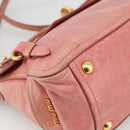 Miu Miu Hand Bag Leather 2way Pink Gold Auth YKZ1612A-15