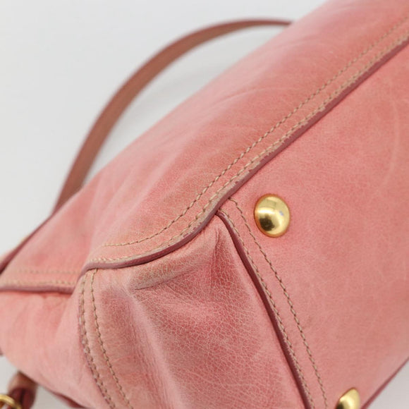 Miu Miu Hand Bag Leather 2way Pink Gold Auth YKZ1612A