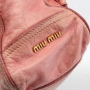 Miu Miu Hand Bag Leather 2way Pink Gold Auth YKZ1612A-18