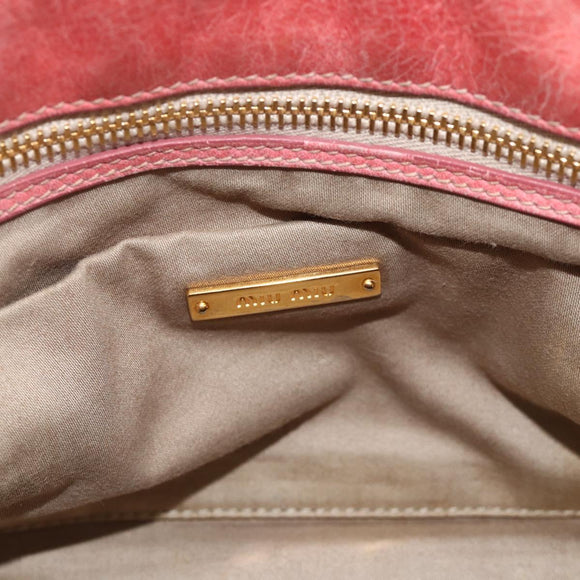 Miu Miu Hand Bag Leather 2way Pink Gold Auth YKZ1612A