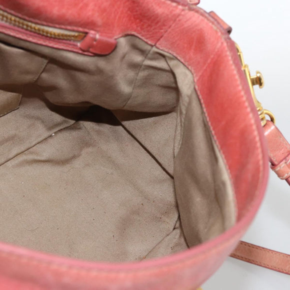 Miu Miu Hand Bag Leather 2way Pink Gold Auth YKZ1612A
