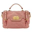 Miu Miu Hand Bag Leather 2way Pink Gold Auth YKZ1612A-13