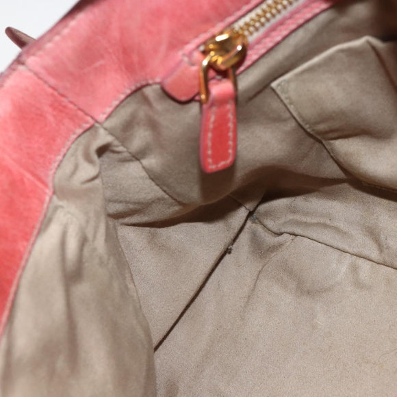 Miu Miu Hand Bag Leather 2way Pink Gold Auth YKZ1612A