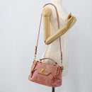 Miu Miu Hand Bag Leather 2way Pink Gold Auth YKZ1612A-25