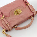 Miu Miu Hand Bag Leather 2way Pink Gold Auth YKZ1612A-6
