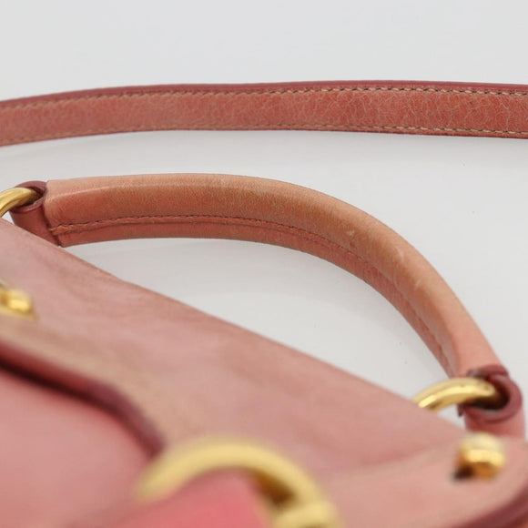 Miu Miu Hand Bag Leather 2way Pink Gold Auth YKZ1612A