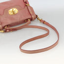 Miu Miu Hand Bag Leather 2way Pink Gold Auth YKZ1612A-9