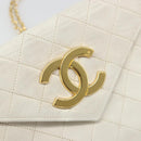 CHANEL Matelasse Chain Shoulder Bag Lamb Skin White Gold CC Auth YKZ1616-18