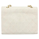 CHANEL Matelasse Chain Shoulder Bag Lamb Skin White Gold CC Auth YKZ1616-2