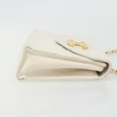 CHANEL Matelasse Chain Shoulder Bag Lamb Skin White Gold CC Auth YKZ1616-3