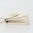CHANEL Matelasse Chain Shoulder Bag Lamb Skin White Gold CC Auth YKZ1616-4