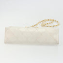 CHANEL Matelasse Chain Shoulder Bag Lamb Skin White Gold CC Auth YKZ1616-5