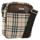 BURBERRY Nova Check Shoulder Bag Nylon Beige Silver Auth YKZ1618-1