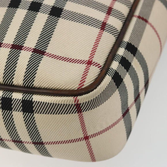 BURBERRY Nova Check Shoulder Bag Nylon Beige Silver Auth YKZ1618