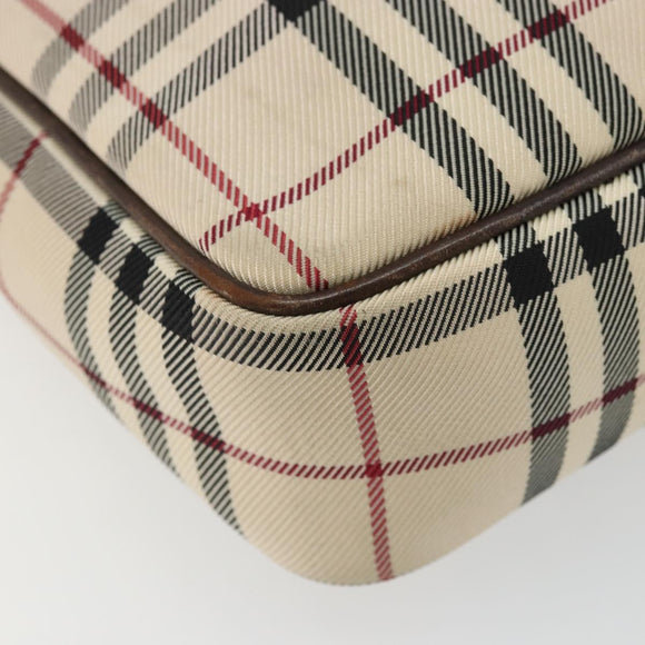 BURBERRY Nova Check Shoulder Bag Nylon Beige Silver Auth YKZ1618
