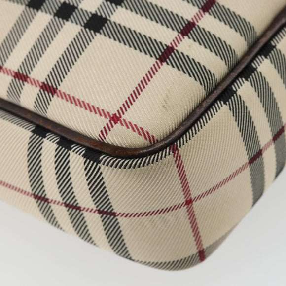 BURBERRY Nova Check Shoulder Bag Nylon Beige Silver Auth YKZ1618
