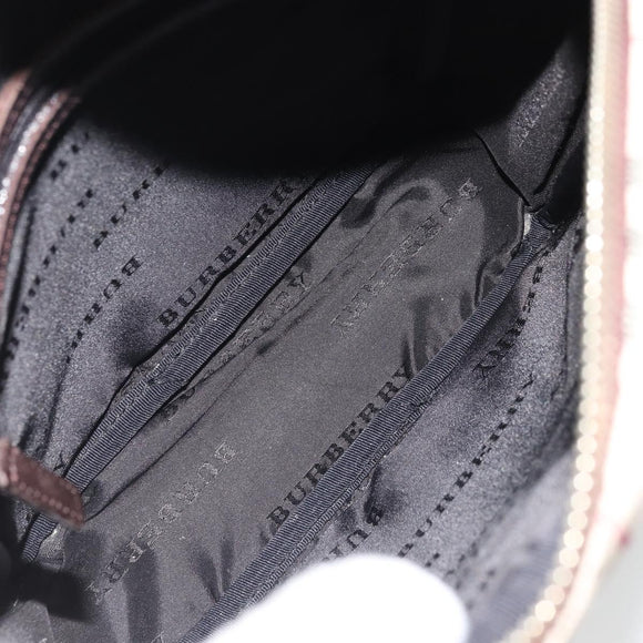 BURBERRY Nova Check Shoulder Bag Nylon Beige Silver Auth YKZ1618