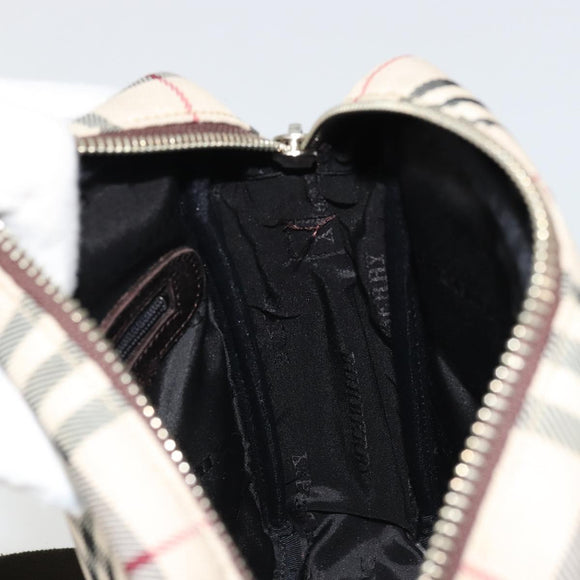 BURBERRY Nova Check Shoulder Bag Nylon Beige Silver Auth YKZ1618