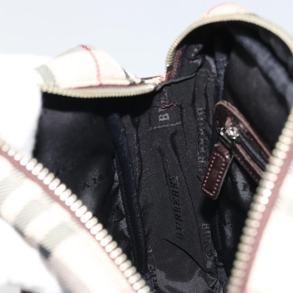 BURBERRY Nova Check Shoulder Bag Nylon Beige Silver Auth YKZ1618