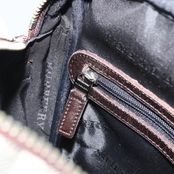 BURBERRY Nova Check Shoulder Bag Nylon Beige Silver Auth YKZ1618