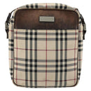 BURBERRY Nova Check Shoulder Bag Nylon Beige Silver Auth YKZ1618-13