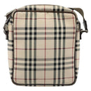 BURBERRY Nova Check Shoulder Bag Nylon Beige Silver Auth YKZ1618-2