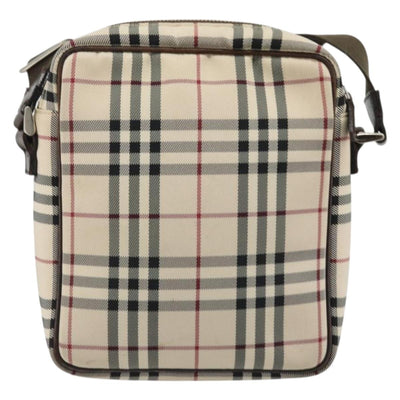 BURBERRY Nova Check Shoulder Bag Nylon Beige Silver Auth YKZ1618 - 0