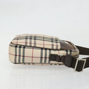BURBERRY Nova Check Shoulder Bag Nylon Beige Silver Auth YKZ1618-3