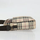BURBERRY Nova Check Shoulder Bag Nylon Beige Silver Auth YKZ1618-4