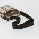 BURBERRY Nova Check Shoulder Bag Nylon Beige Silver Auth YKZ1618-7