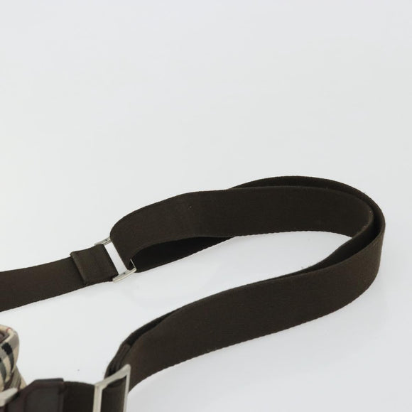 BURBERRY Nova Check Shoulder Bag Nylon Beige Silver Auth YKZ1618