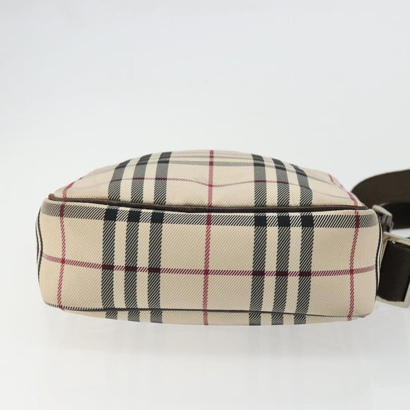 BURBERRY Nova Check Shoulder Bag Nylon Beige Silver Auth YKZ1618