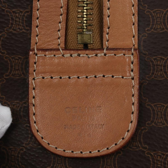 CELINE Macadam Canvas Hand Bag PVC Leather Brown Gold Auth YKZ161A