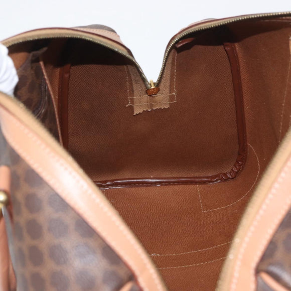 CELINE Macadam Canvas Hand Bag PVC Leather Brown Gold Auth YKZ161A