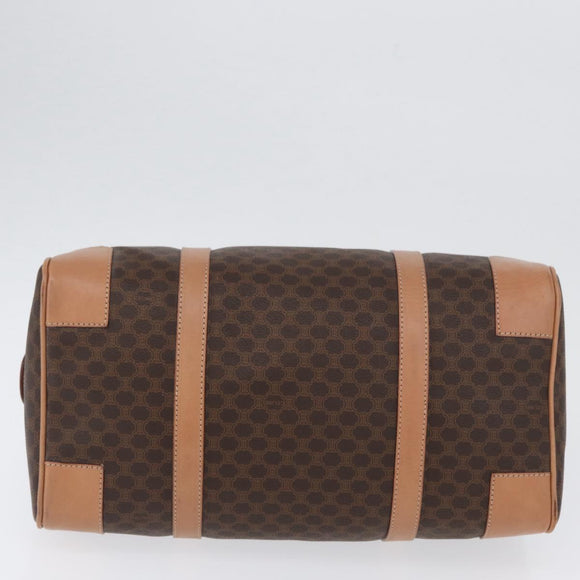 CELINE Macadam Canvas Hand Bag PVC Leather Brown Gold Auth YKZ161A
