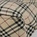 BURBERRY Nova Check Blue Label Tote Bag Nylon Beige Silver Auth YKZ1620-15