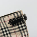 BURBERRY Nova Check Blue Label Tote Bag Nylon Beige Silver Auth YKZ1620-10