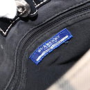 BURBERRY Nova Check Blue Label Tote Bag Nylon Beige Silver Auth YKZ1620-11
